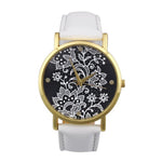 Fashion Watches women Quartz Watches PU Leather Flower Print Women Casual Wristwatches relogios feminino