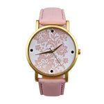 Fashion Watches women Quartz Watches PU Leather Flower Print Women Casual Wristwatches relogios feminino