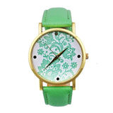 Fashion Watches women Quartz Watches PU Leather Flower Print Women Casual Wristwatches relogios feminino