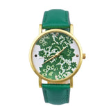 Fashion Watches women Quartz Watches PU Leather Flower Print Women Casual Wristwatches relogios feminino