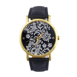 Fashion Watches women Quartz Watches PU Leather Flower Print Women Casual Wristwatches relogios feminino