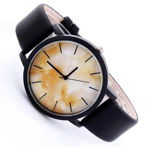 2017 Simply Style Watch Women Men Unisex Marble Pattern Faux Leather Quartz Wrist Watches Montre Femme relogio feminino