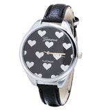 Genvivia Fashion Women Watches Leather Band Heart-shaped Alloy Dial Quartz Wrist Watch Bracelet Women Watches With Gift Box