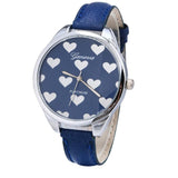 Genvivia Fashion Women Watches Leather Band Heart-shaped Alloy Dial Quartz Wrist Watch Bracelet Women Watches With Gift Box