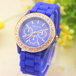 Hot Selling Geneva Watch Women Silicone Dress Watch Women Crystal Silicone Watches  Quartz Wristwatches Relojes Mujer