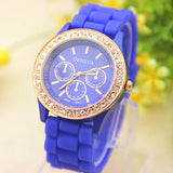 Hot Selling Geneva Watch Women Silicone Dress Watch Women Crystal Silicone Watches  Quartz Wristwatches Relojes Mujer