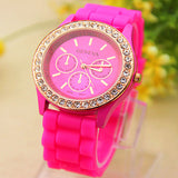 Hot Selling Geneva Watch Women Silicone Dress Watch Women Crystal Silicone Watches  Quartz Wristwatches Relojes Mujer