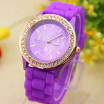 Hot Selling Geneva Watch Women Silicone Dress Watch Women Crystal Silicone Watches  Quartz Wristwatches Relojes Mujer