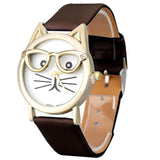 Brand Luxury Wrist Watched for Women 2017 Cute Glasses Cat Women Analog Quartz Dial Sport Wrist Watch Drop Ship