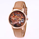 Luxury Brand leisure Quartz Watch Ladies Top Special Design Women Leather Lion Printing Dress Hour Female Waterproof Wrist Watch