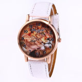 Luxury Brand leisure Quartz Watch Ladies Top Special Design Women Leather Lion Printing Dress Hour Female Waterproof Wrist Watch