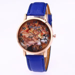 Luxury Brand leisure Quartz Watch Ladies Top Special Design Women Leather Lion Printing Dress Hour Female Waterproof Wrist Watch