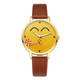 Neutral Cute Expression Fashion Leather Quartz Wrist Watch design leather watch 2017 fashion leisure quartz lovely watch