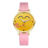 Neutral Cute Expression Fashion Leather Quartz Wrist Watch design leather watch 2017 fashion leisure quartz lovely watch