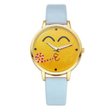 Neutral Cute Expression Fashion Leather Quartz Wrist Watch design leather watch 2017 fashion leisure quartz lovely watch