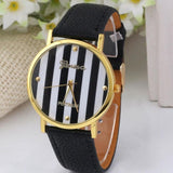 2017 Fashion Geneva Watch Women Striped Analog PU Leather Quartz watches women Clock montre Femme Relojes Mujer