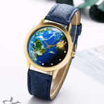 (Ship From US) Chronograph World Map Watches Women Fashion Watch 2017 Top Brand Luxury Fuax Leather Quartz Watches Women,men