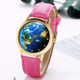 (Ship From US) Chronograph World Map Watches Women Fashion Watch 2017 Top Brand Luxury Fuax Leather Quartz Watches Women,men