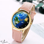 (Ship From US) Chronograph World Map Watches Women Fashion Watch 2017 Top Brand Luxury Fuax Leather Quartz Watches Women,men