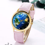 (Ship From US) Chronograph World Map Watches Women Fashion Watch 2017 Top Brand Luxury Fuax Leather Quartz Watches Women,men