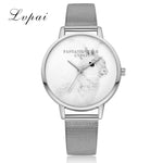 2017 New Brand Simple waches for Woman/man LVPAI Unisex Chronograph  Quartz Watch Gift Stainless Steel Metal Watch Bracelets