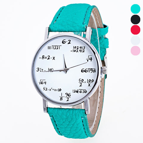 Hot Sale Math Formula Unisex Watches Women Fashion Watch 2017 Gift 5 Colors High Quality PU Leather Cheap Watches Relogio