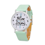 Follow Dreams Words DIY Unisex simple Watches 2017 Retro Design PU Leather Quartz Watches Women Clock Gift Wristwatch Mens