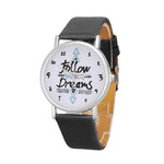 Follow Dreams Words DIY Unisex simple Watches 2017 Retro Design PU Leather Quartz Watches Women Clock Gift Wristwatch Mens