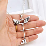 2016 new arrival women necklace girl Angel wings Key Friendship Pendant Long Chain