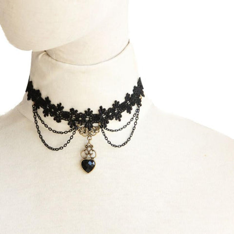 2016 new arrival women Necklace Heart Lace girl Handmade Gothic Retro Vintage Women Lace Collar Choker Necklace girl Accessories