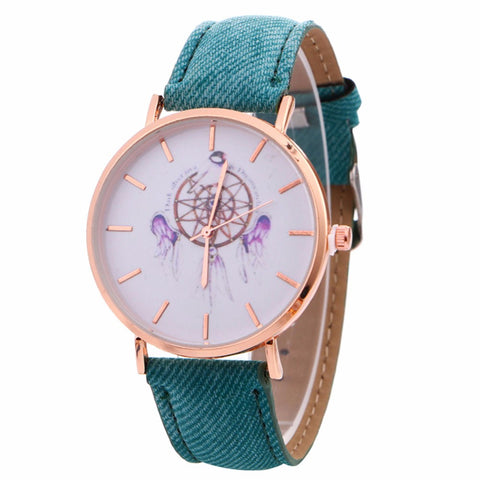 GENVIVIA Top Brand Fashion Business Watch Women Wind Chimes Pattern Quartz Watch Cowboy Belt Table Watch