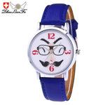 ZHOULIANFA Women Man Quartz Watches Glasses Unisex Leather Analog Wrist Simple Watch Round Case Watch erkek kol saati