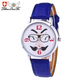 ZHOULIANFA Women Man Quartz Watches Glasses Unisex Leather Analog Wrist Simple Watch Round Case Watch erkek kol saati