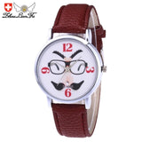 ZHOULIANFA Women Man Quartz Watches Glasses Unisex Leather Analog Wrist Simple Watch Round Case Watch erkek kol saati