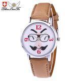 ZHOULIANFA Women Man Quartz Watches Glasses Unisex Leather Analog Wrist Simple Watch Round Case Watch erkek kol saati