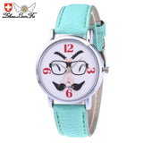 ZHOULIANFA Women Man Quartz Watches Glasses Unisex Leather Analog Wrist Simple Watch Round Case Watch erkek kol saati