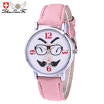 ZHOULIANFA Women Man Quartz Watches Glasses Unisex Leather Analog Wrist Simple Watch Round Case Watch erkek kol saati