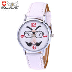 ZHOULIANFA Women Man Quartz Watches Glasses Unisex Leather Analog Wrist Simple Watch Round Case Watch erkek kol saati