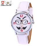 ZHOULIANFA Women Man Quartz Watches Glasses Unisex Leather Analog Wrist Simple Watch Round Case Watch erkek kol saati