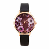 Elegant Watch Women 2017 PU Leather Wristwatch For Women Floral Clock Woman Quartz Watch Reloj mujer Montre Female #824