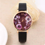 Elegant Watch Women 2017 PU Leather Wristwatch For Women Floral Clock Woman Quartz Watch Reloj mujer Montre Female #824