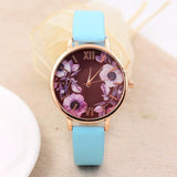 Elegant Watch Women 2017 PU Leather Wristwatch For Women Floral Clock Woman Quartz Watch Reloj mujer Montre Female #824