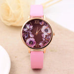 Elegant Watch Women 2017 PU Leather Wristwatch For Women Floral Clock Woman Quartz Watch Reloj mujer Montre Female #824