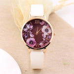 Elegant Watch Women 2017 PU Leather Wristwatch For Women Floral Clock Woman Quartz Watch Reloj mujer Montre Female #824