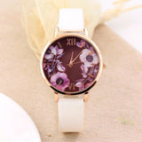 Elegant Watch Women 2017 PU Leather Wristwatch For Women Floral Clock Woman Quartz Watch Reloj mujer Montre Female #824