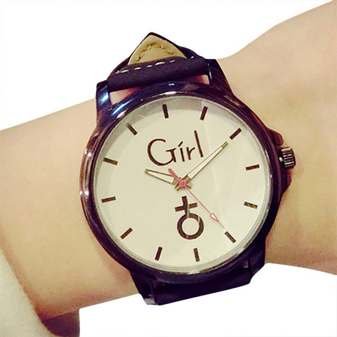 Simple Styke Lover's Quartz Analog Wrist Delicate Watch Luxury Leather Band Watches GIRL/BOY Letters Printed relogio feminino