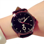 Simple Styke Lover's Quartz Analog Wrist Delicate Watch Luxury Leather Band Watches GIRL/BOY Letters Printed relogio feminino