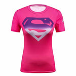 Female Casual T Shirt Superhero Women Superman/Captain America Batman Shirts Bodybuilding Compression Tops