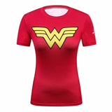 Female Casual T Shirt Superhero Women Superman/Captain America Batman Shirts Bodybuilding Compression Tops