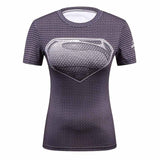 Female Casual T Shirt Superhero Women Superman/Captain America Batman Shirts Bodybuilding Compression Tops